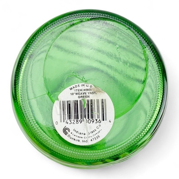 Indiana Glass Green Ribbed Vase 10” Weave​ - Picture 5 of 5